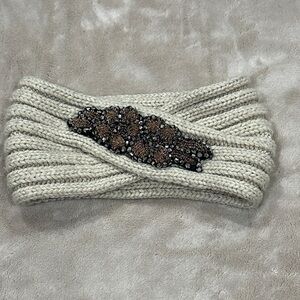 Elegant Knit Headband with Beaded Accent